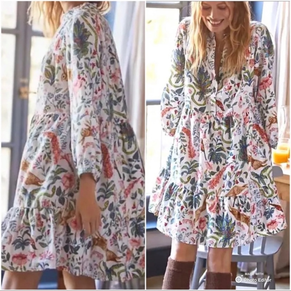 NEW Anthropologie Kelly Louise Judd Whimsical Flannel Sleep Dress XSmall